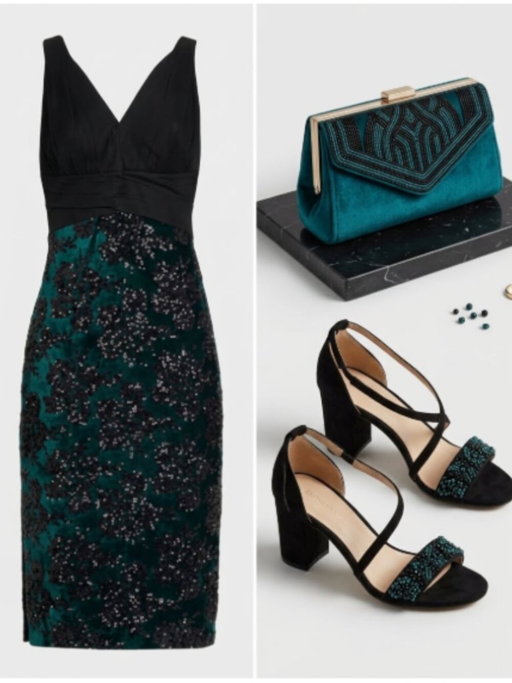 New! Aidan Mattox by Adrianna Pappell- Velvet Sequin Emerald Dress Gown NWT 8